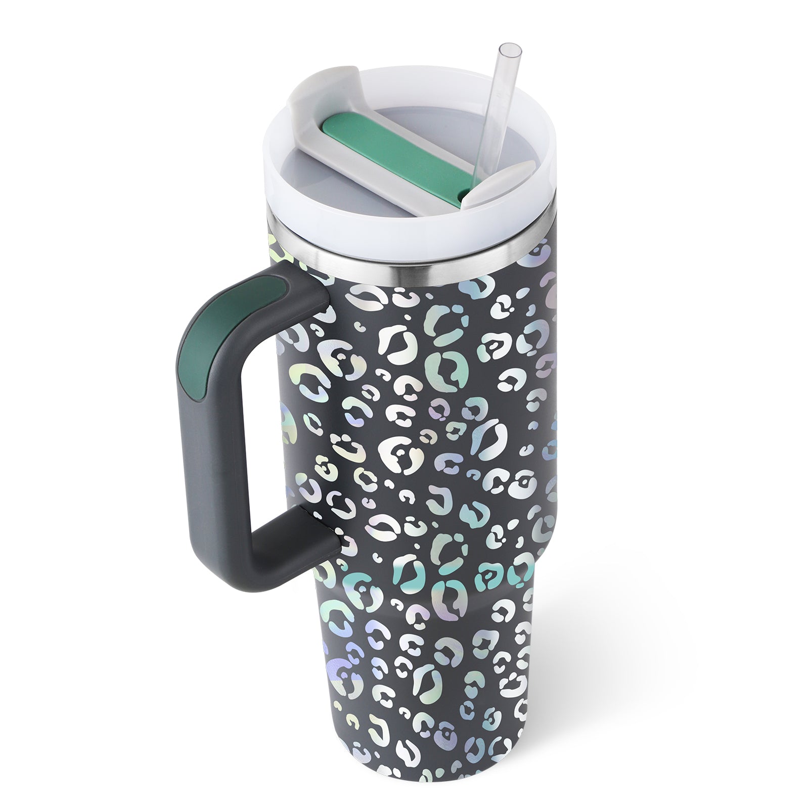 40 oz Insulated Tumbler with Handle & Straw — Vacuum Sealed