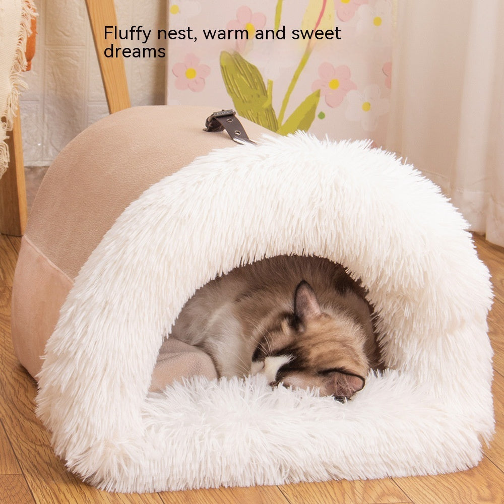 Portable Foldable Pet Nest Bed — Warm Cat & Dog Cushion — PuraVeil