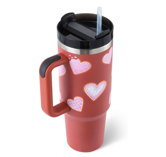 40 oz Insulated Tumbler with Handle & Straw — Vacuum Sealed