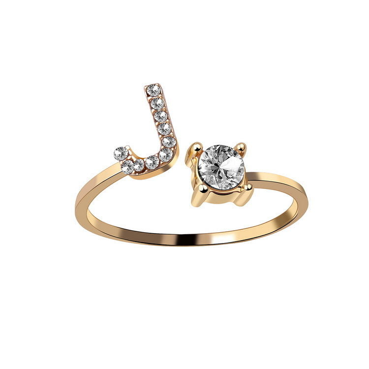 Personalized Adjustable Initial Letter Ring — A-Z Alphabet — PuraVeil
