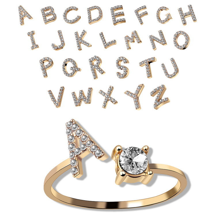 Personalized Adjustable Initial Letter Ring — A-Z Alphabet — PuraVeil