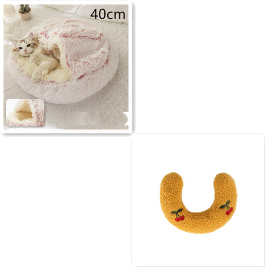 Round 2-in-1 Plush Pet Bed — Nest or Flat Mat