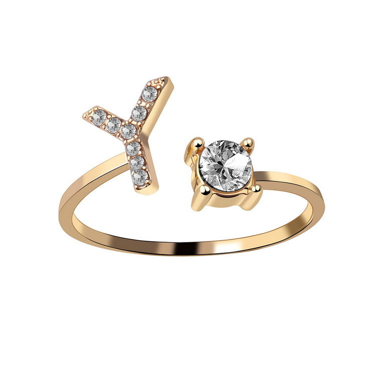 Personalized Adjustable Initial Letter Ring — A-Z Alphabet