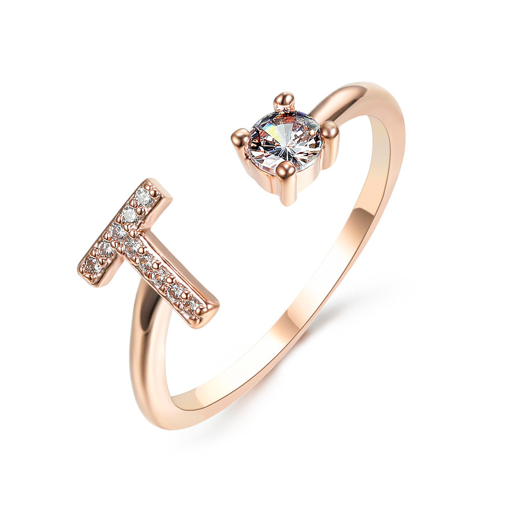 Personalized Adjustable Initial Letter Ring — A-Z Alphabet