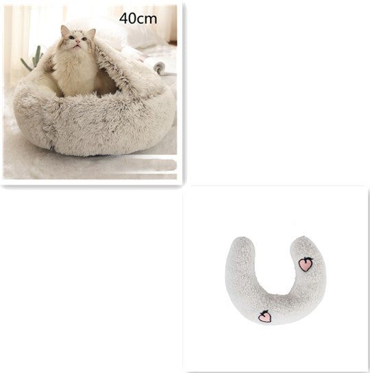 Round 2-in-1 Plush Pet Bed — Nest or Flat Mat — PuraVeil