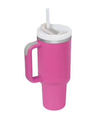 40 oz Insulated Tumbler with Handle & Straw — Vacuum Sealed