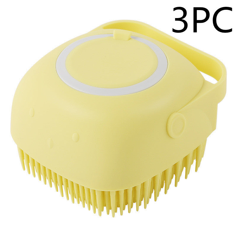 Silicone Pet Bath Brush — Massage Glove with Shampoo Dispenser
