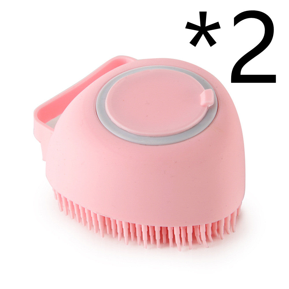 Silicone Pet Bath Brush — Massage Glove with Shampoo Dispenser