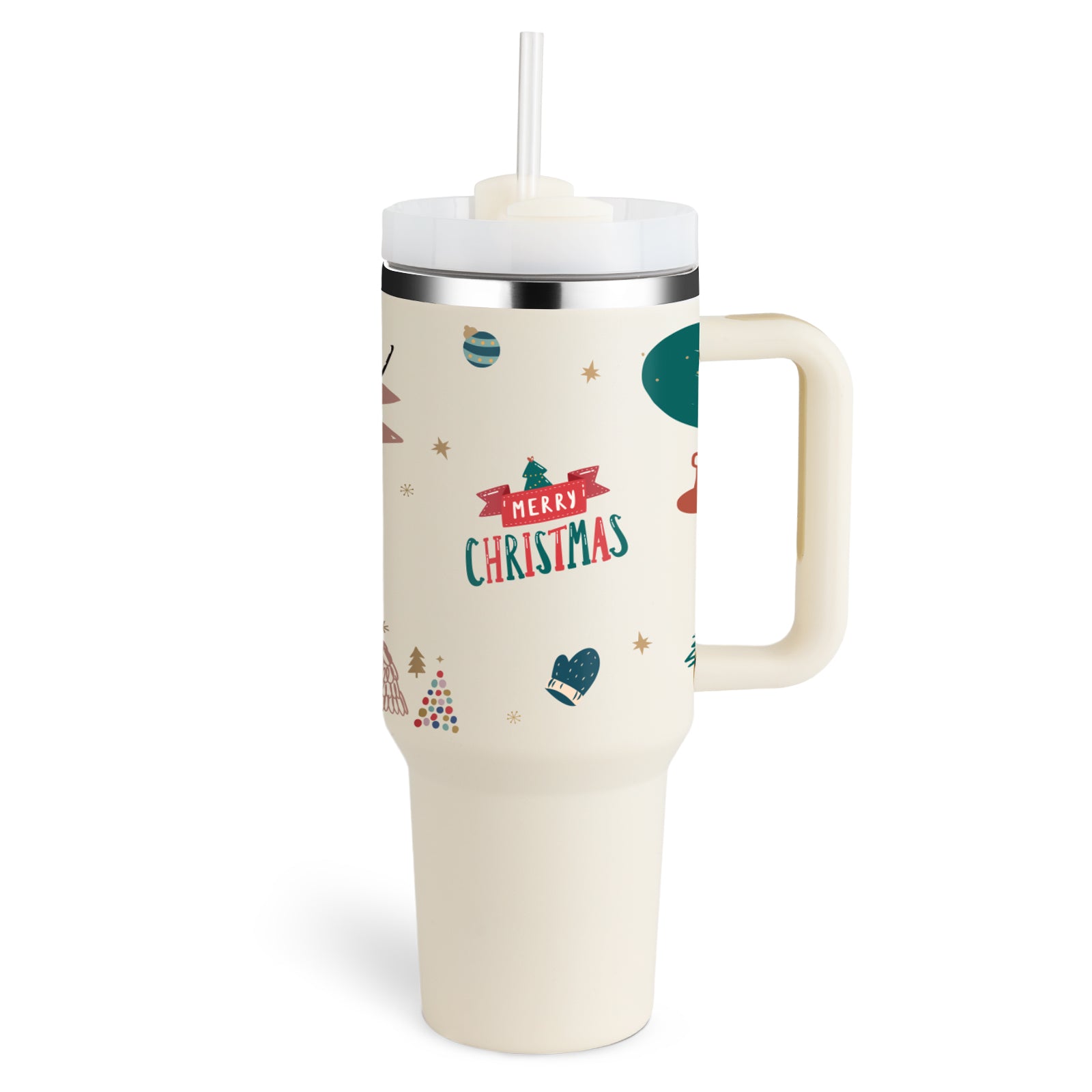 40 oz Insulated Tumbler with Handle & Straw — Vacuum Sealed