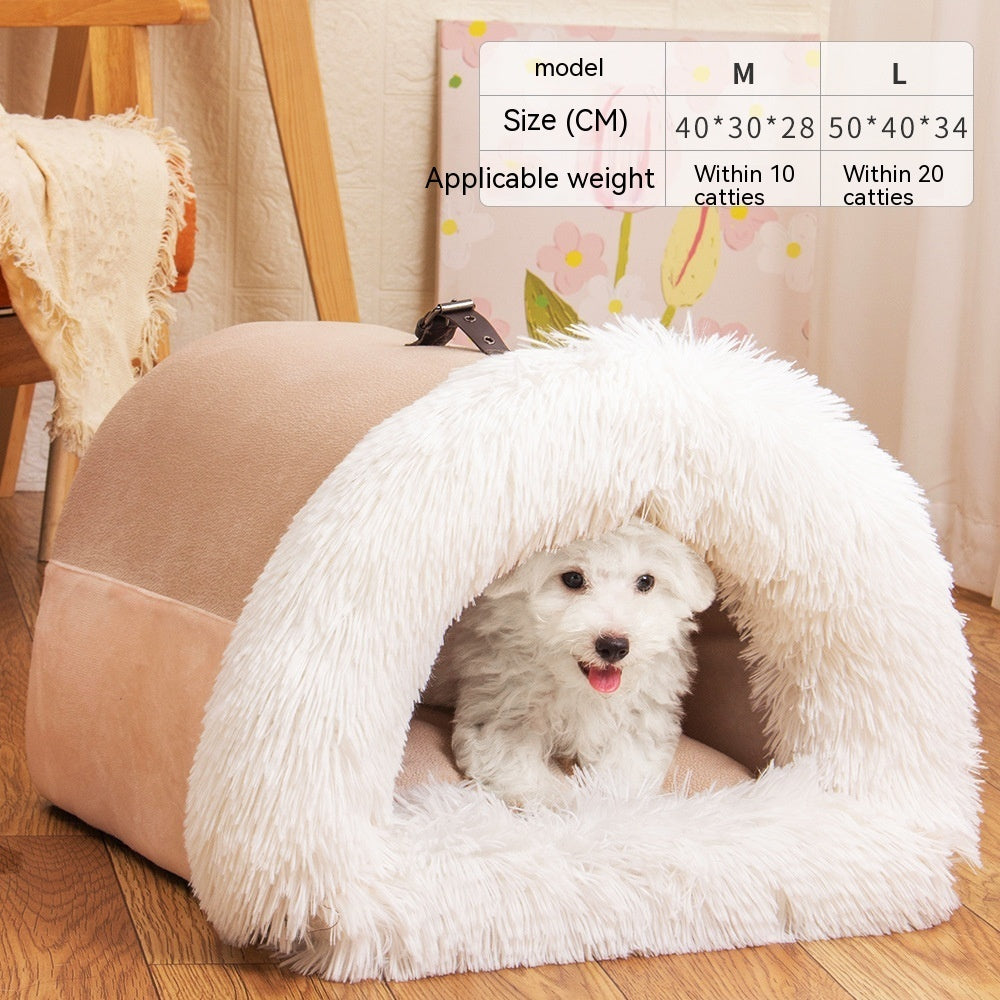 Portable Foldable Pet Nest Bed — Warm Cat & Dog Cushion — PuraVeil