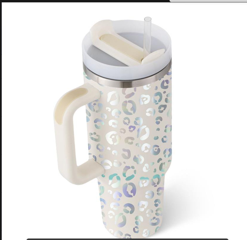40 oz Insulated Tumbler with Handle & Straw — Vacuum Sealed
