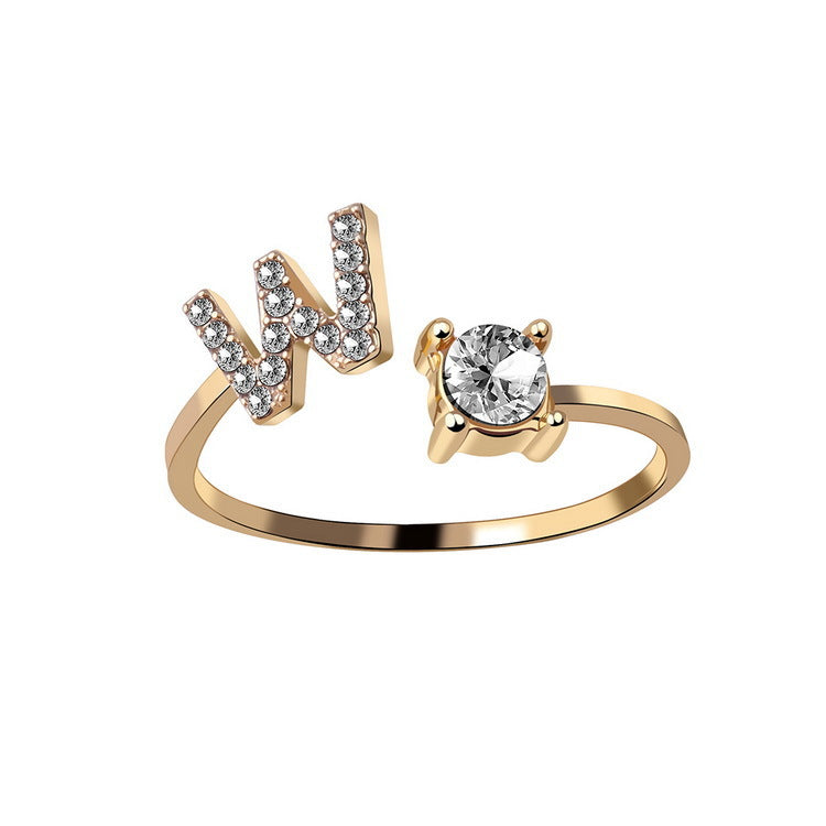 Personalized Adjustable Initial Letter Ring — A-Z Alphabet