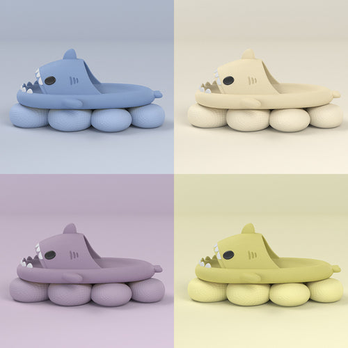 Cartoon Shark Slippers — Cozy Indoor House Shoes for Women & Men — PuraVeil