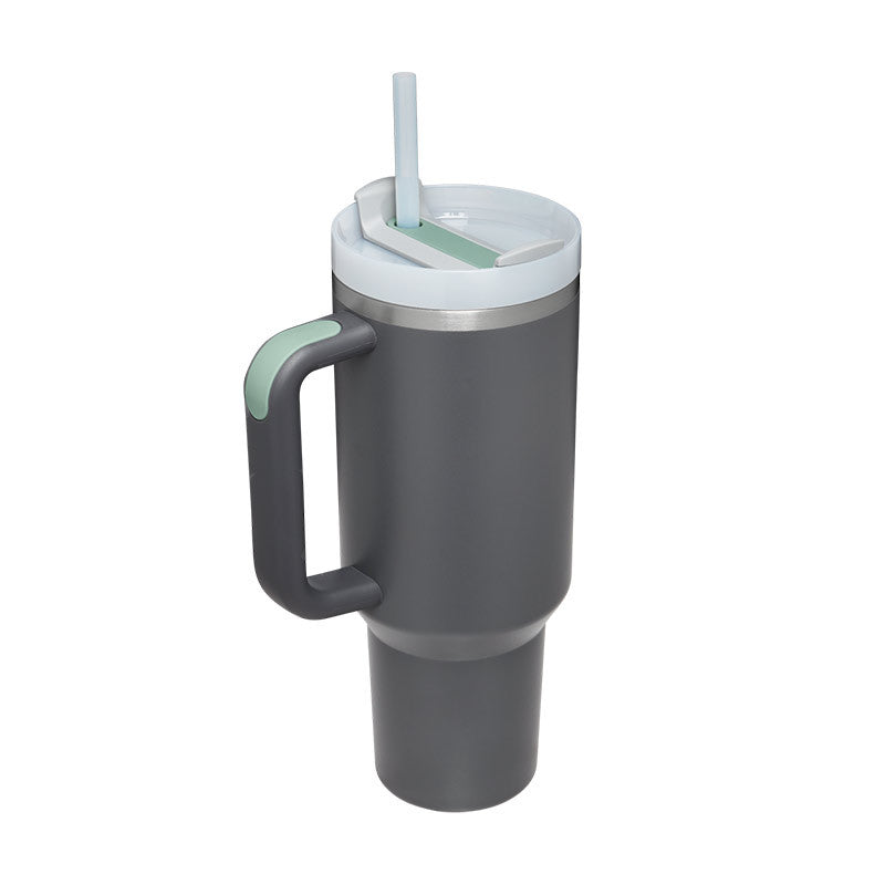 40 oz Insulated Tumbler with Handle & Straw — Vacuum Sealed — PuraVeil