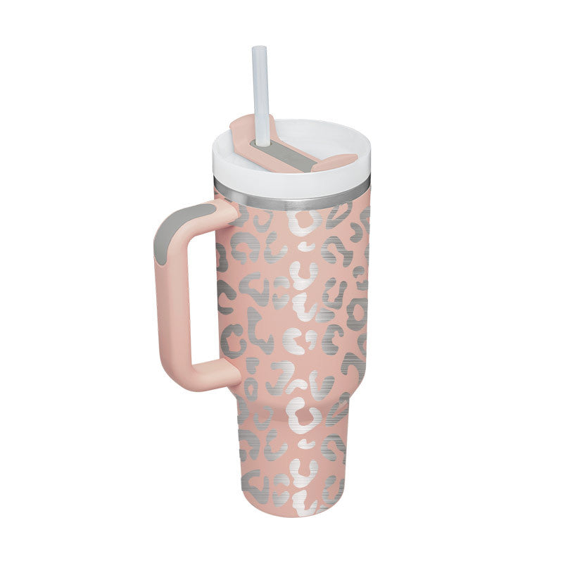 40 oz Insulated Tumbler with Handle & Straw — Vacuum Sealed
