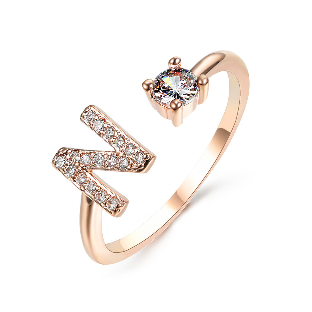 Personalized Adjustable Initial Letter Ring — A-Z Alphabet — PuraVeil