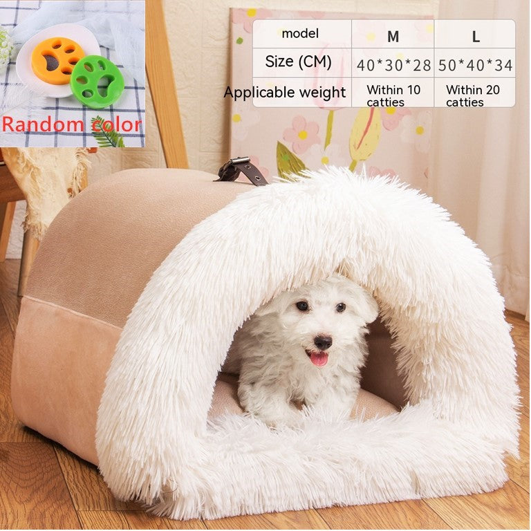 Portable Foldable Pet Nest Bed — Warm Cat & Dog Cushion — PuraVeil