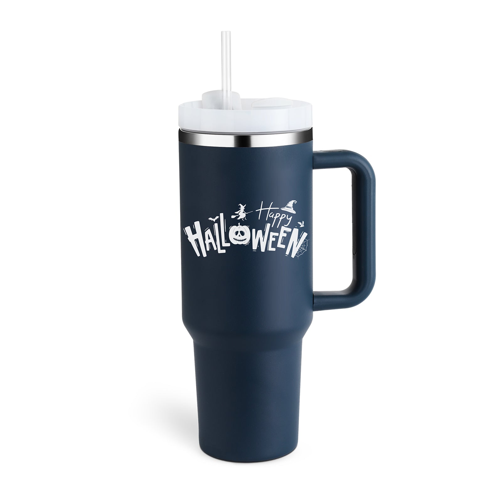 40 oz Insulated Tumbler with Handle & Straw — Vacuum Sealed