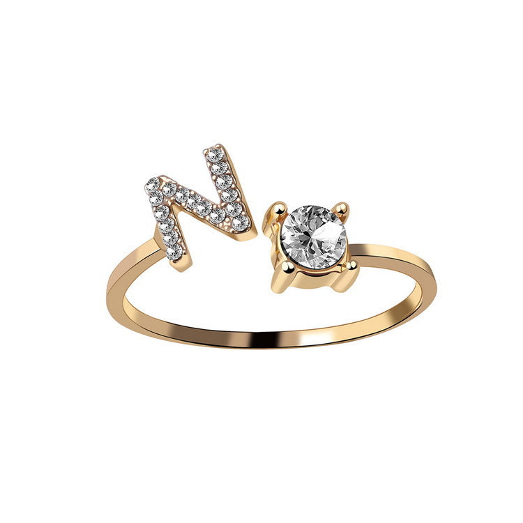 Personalized Adjustable Initial Letter Ring — A-Z Alphabet