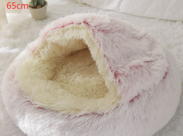 Round 2-in-1 Plush Pet Bed — Nest or Flat Mat — PuraVeil