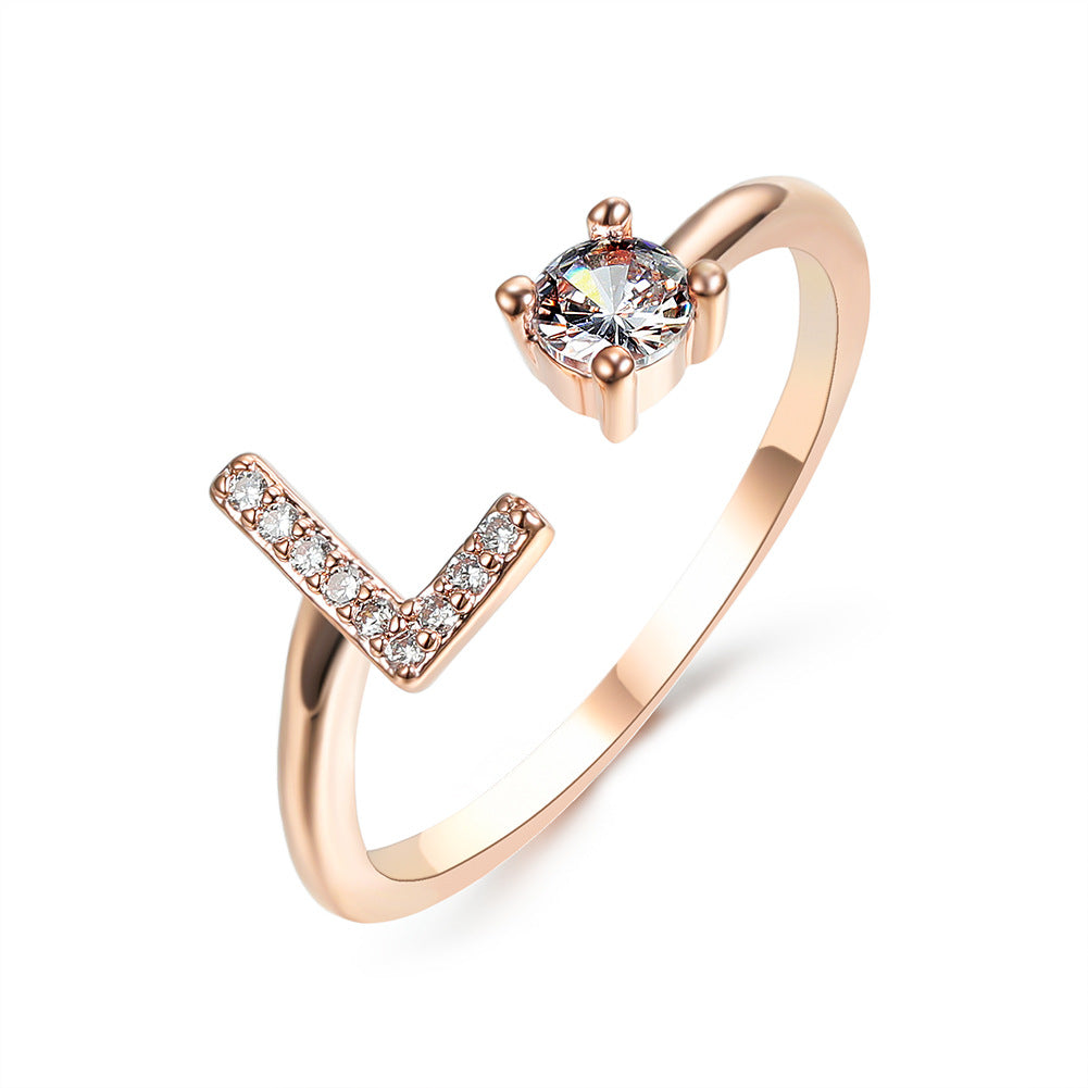 Personalized Adjustable Initial Letter Ring — A-Z Alphabet — PuraVeil