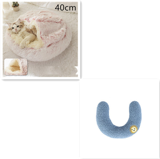 Round 2-in-1 Plush Pet Bed — Nest or Flat Mat