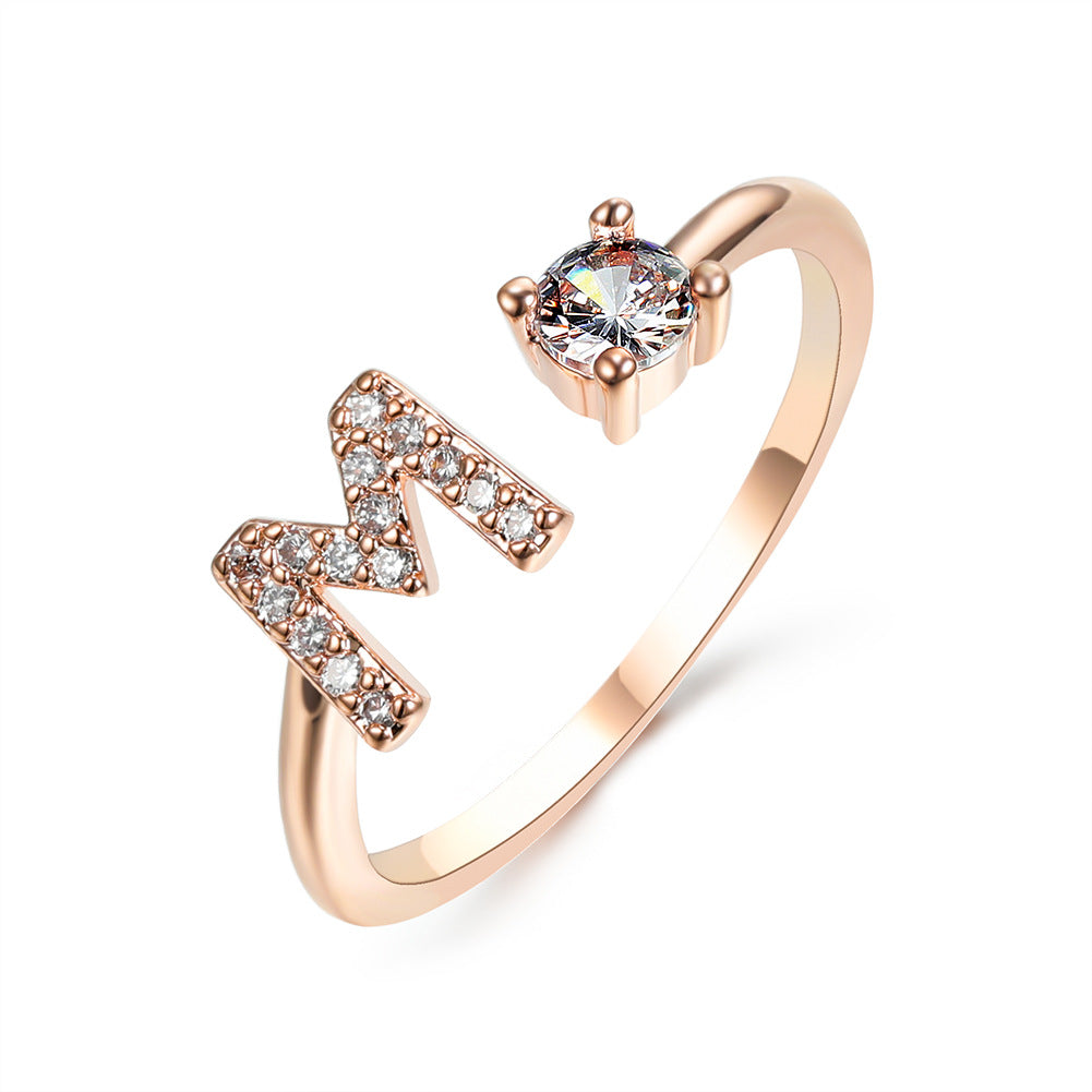 Personalized Adjustable Initial Letter Ring — A-Z Alphabet — PuraVeil