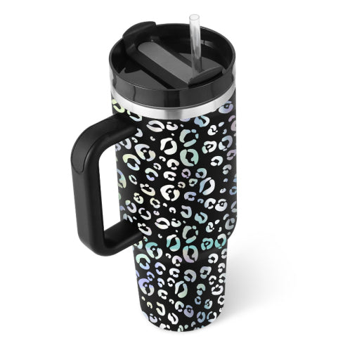 40 oz Insulated Tumbler with Handle & Straw — Vacuum Sealed