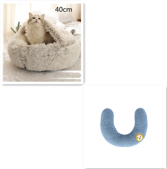 Round 2-in-1 Plush Pet Bed — Nest or Flat Mat — PuraVeil