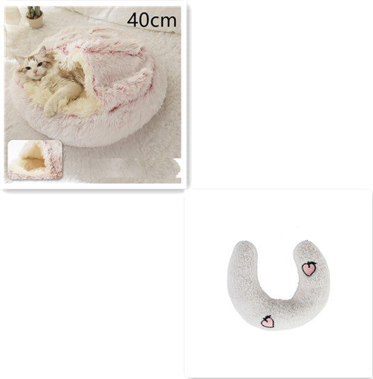 Round 2-in-1 Plush Pet Bed — Nest or Flat Mat