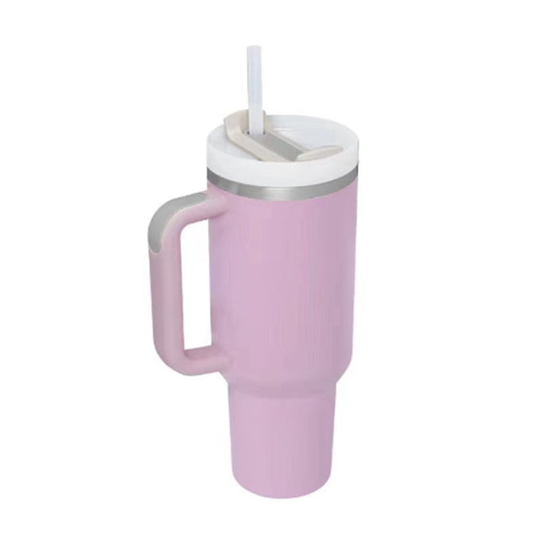 40 oz Insulated Tumbler with Handle & Straw — Vacuum Sealed