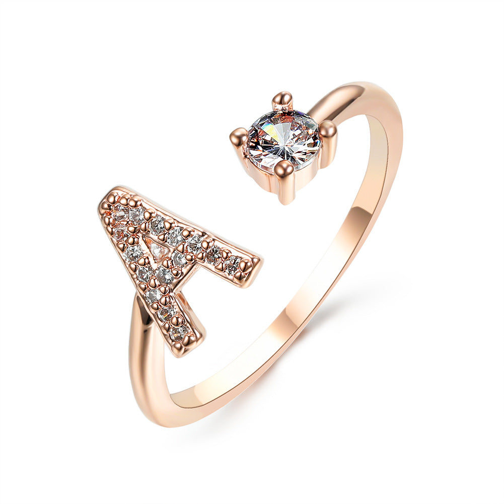 Personalized Adjustable Initial Letter Ring — A-Z Alphabet — PuraVeil