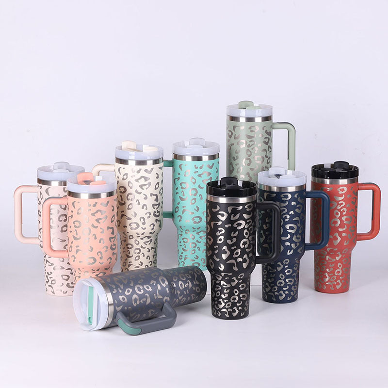 40 oz Insulated Tumbler with Handle & Straw — Vacuum Sealed — PuraVeil