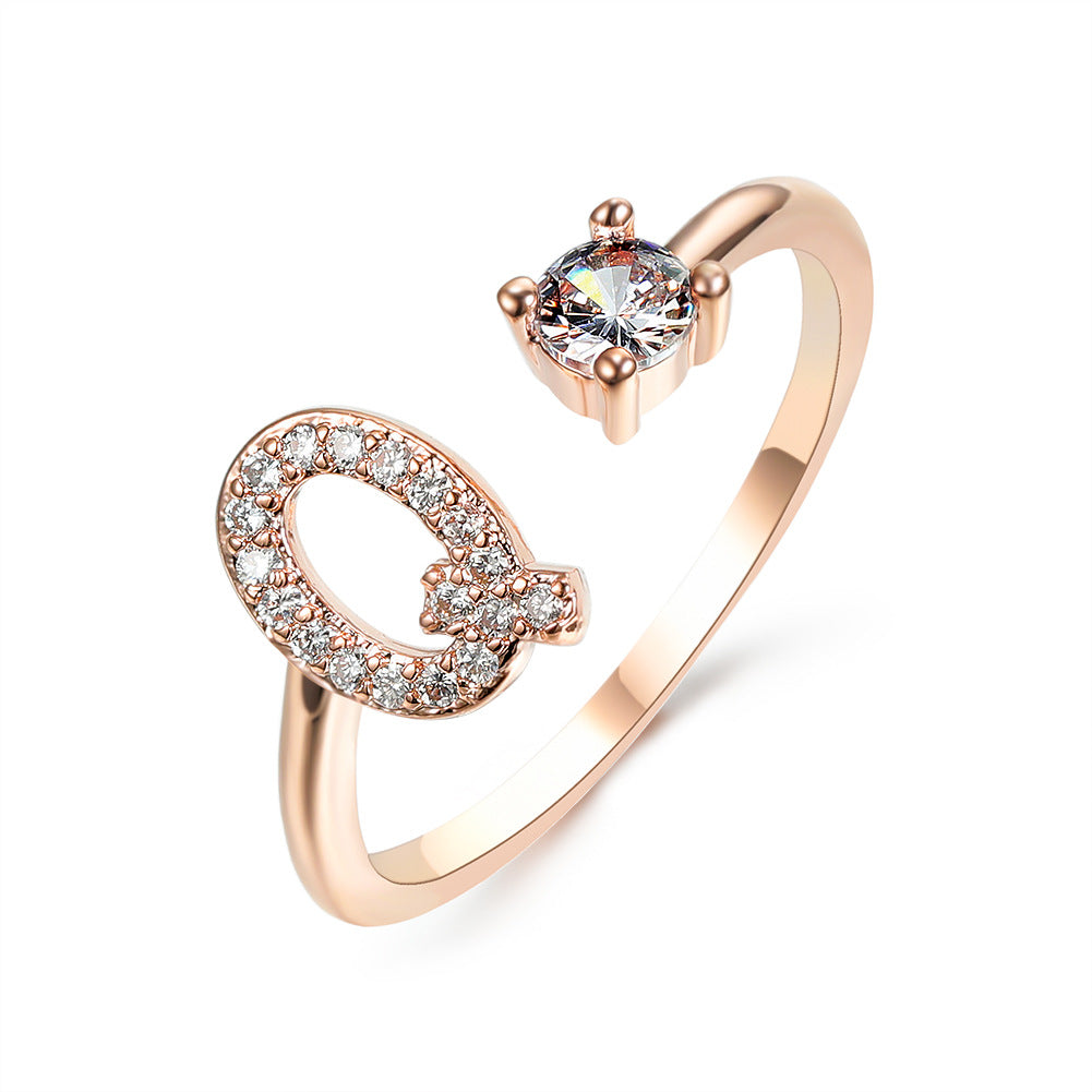 Personalized Adjustable Initial Letter Ring — A-Z Alphabet