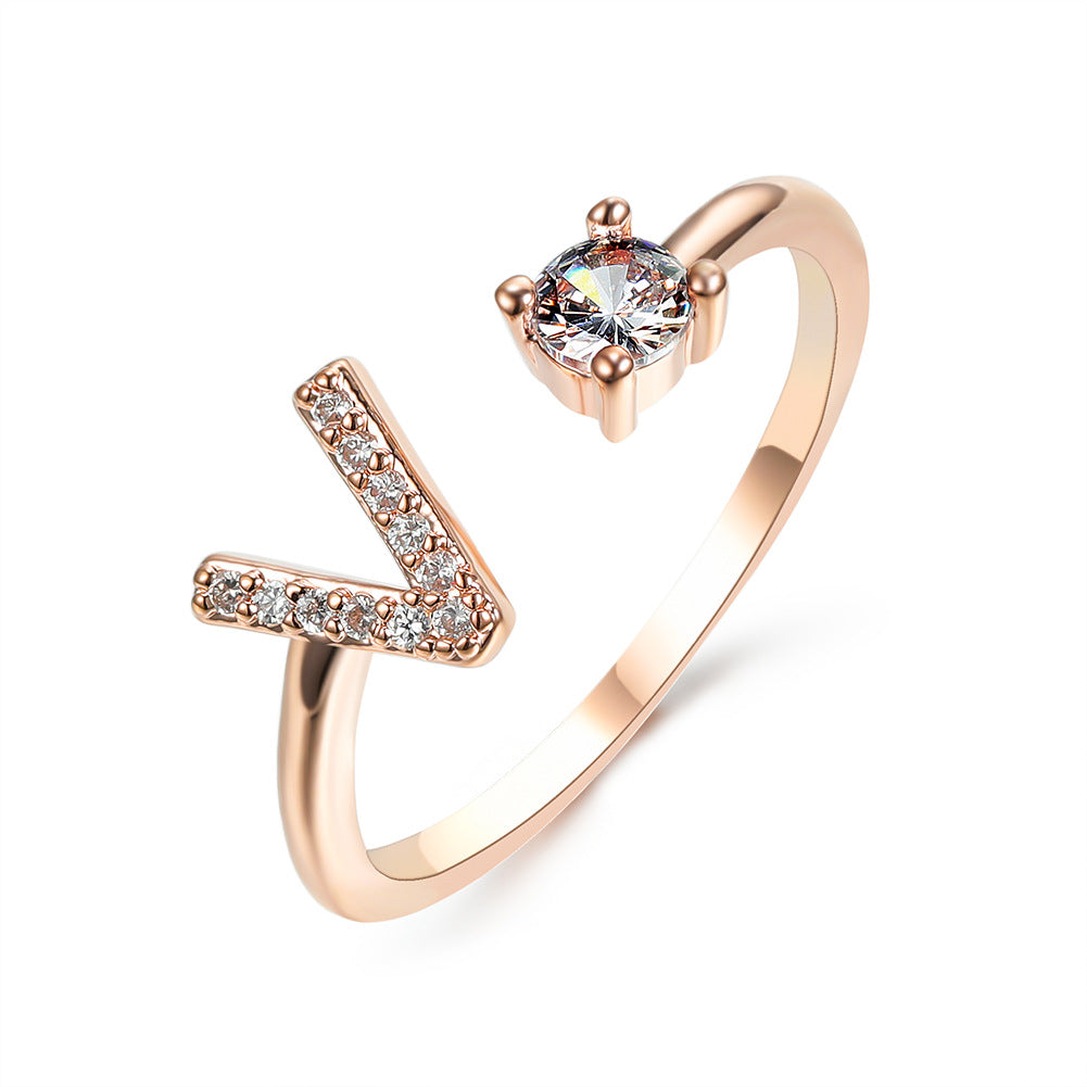 Personalized Adjustable Initial Letter Ring — A-Z Alphabet
