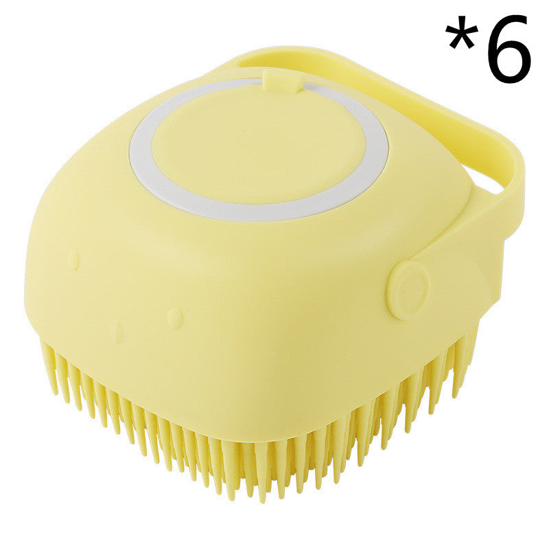Silicone Pet Bath Brush — Massage Glove with Shampoo Dispenser