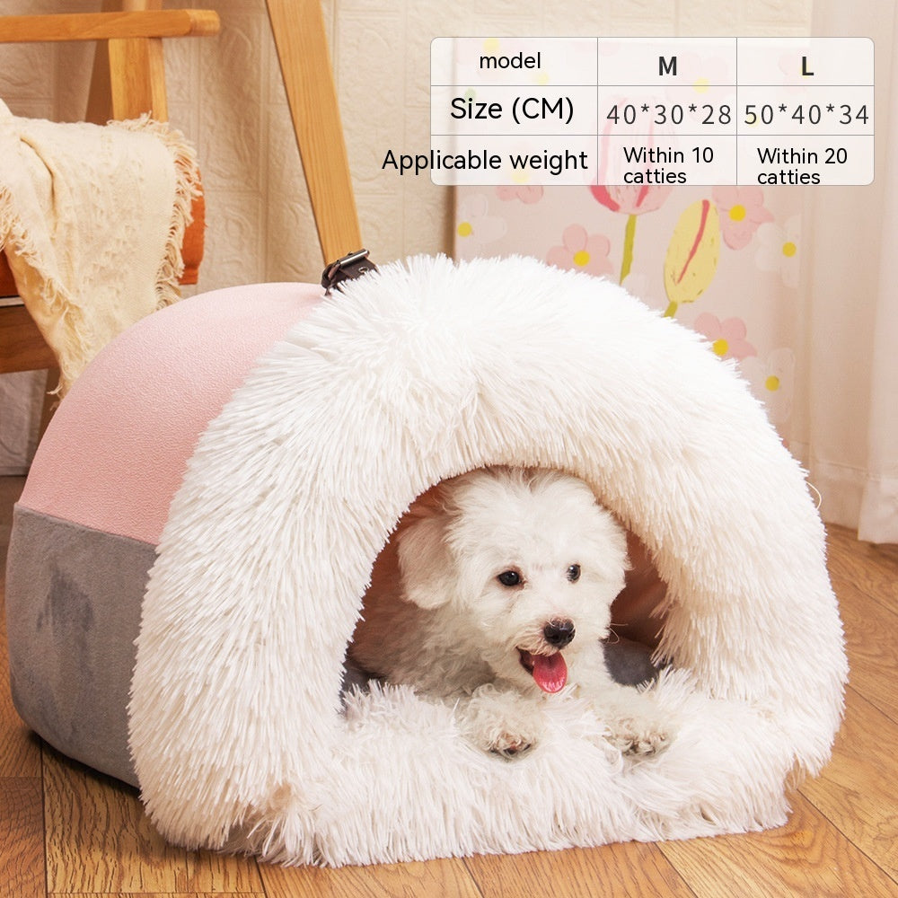 Portable Foldable Pet Nest Bed — Warm Cat & Dog Cushion — PuraVeil