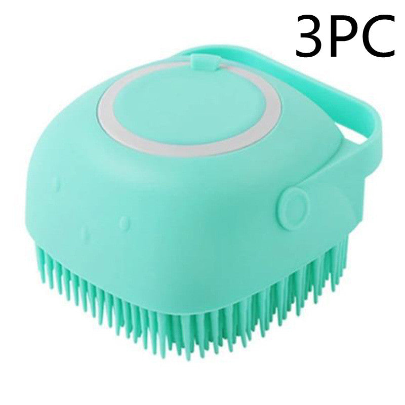 Silicone Pet Bath Brush — Massage Glove with Shampoo Dispenser