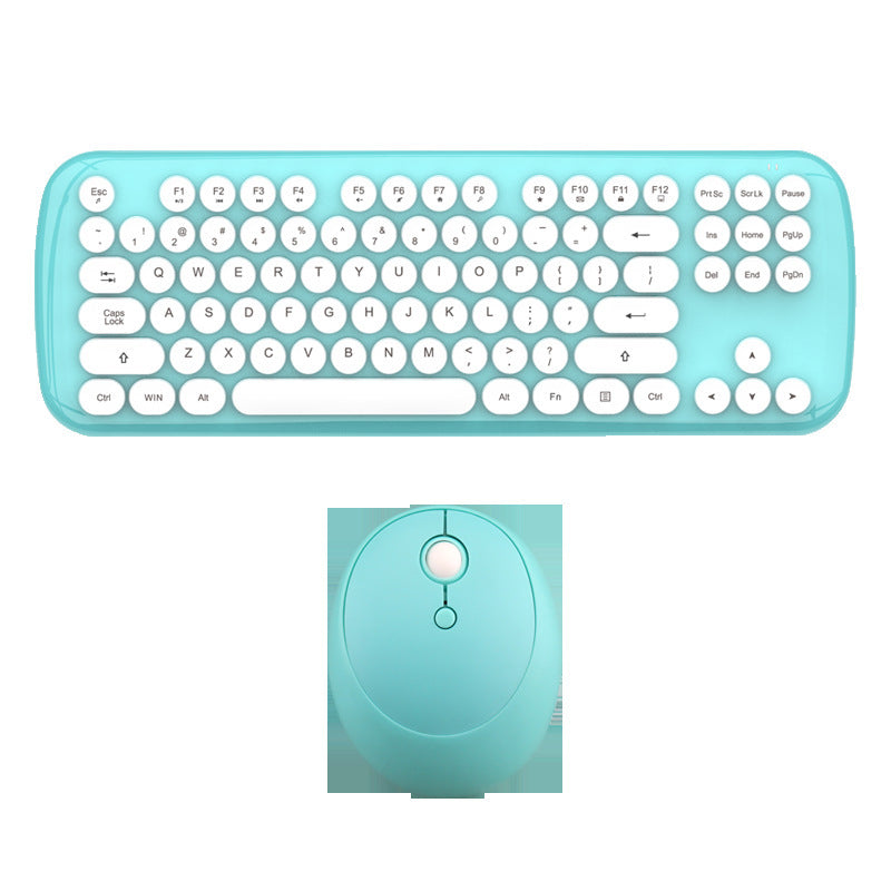 Wireless Retro Keyboard & Mouse Combo — Pastel Aesthetic — PuraVeil