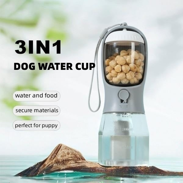 3-in-1 Portable Dog Water Bottle with Food & Bag Dispenser — PuraVeil