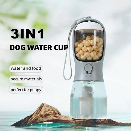 3-in-1 Portable Dog Water Bottle with Food & Bag Dispenser — PuraVeil