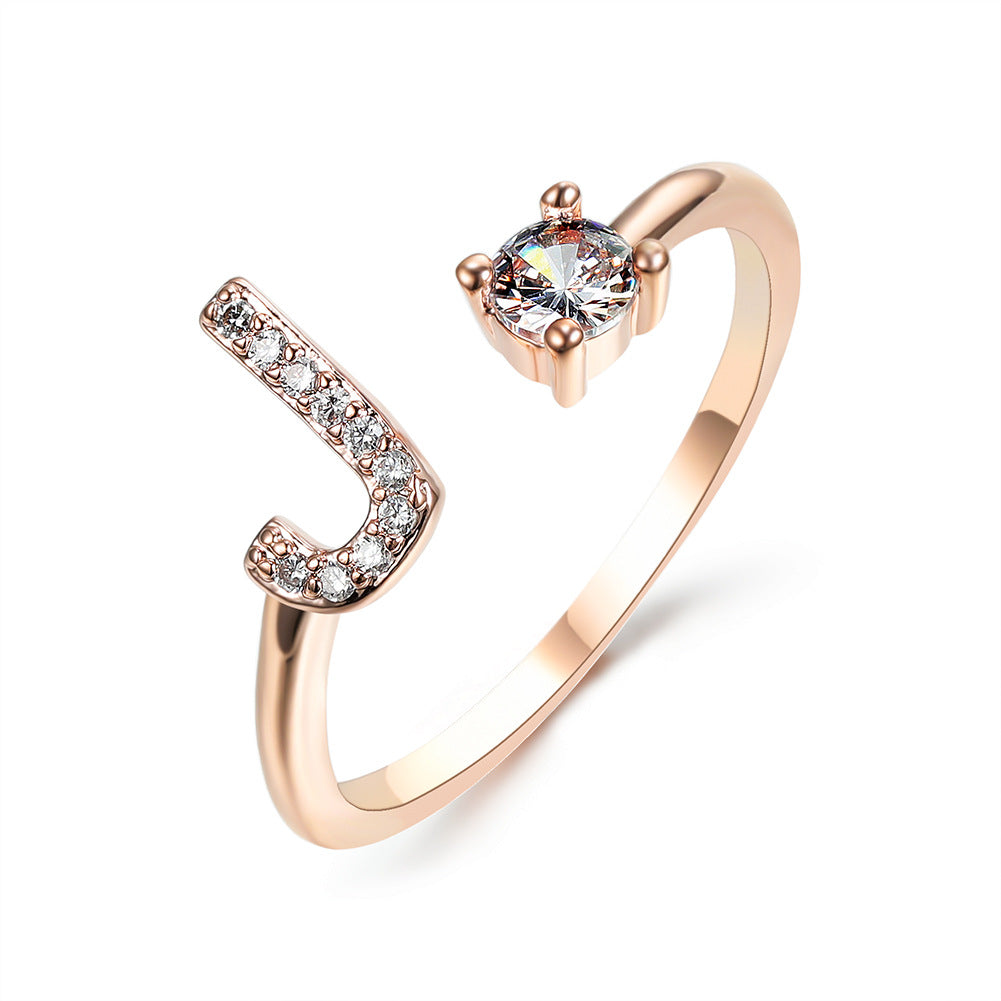 Personalized Adjustable Initial Letter Ring — A-Z Alphabet — PuraVeil