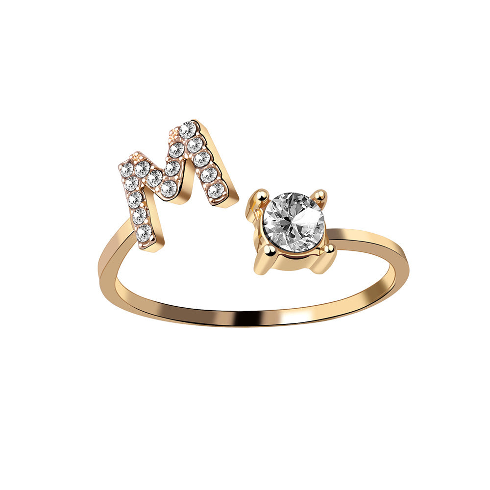 Personalized Adjustable Initial Letter Ring — A-Z Alphabet
