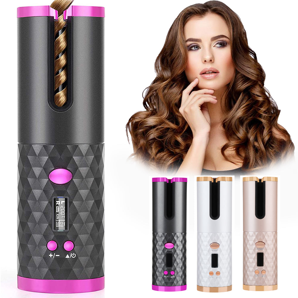 Rechargeable Auto-Rotating Hair Curler with LCD Display — PuraVeil