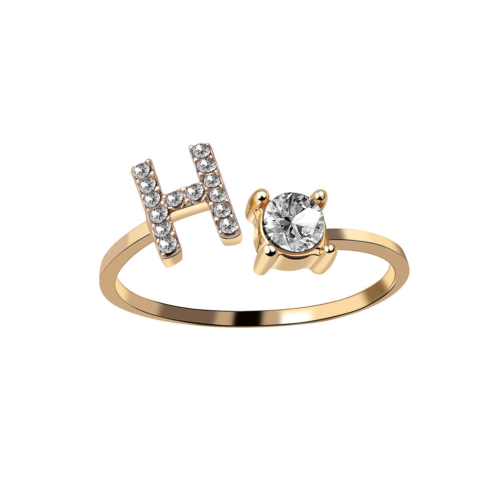 Personalized Adjustable Initial Letter Ring — A-Z Alphabet