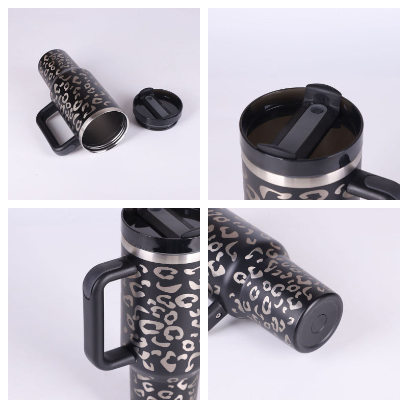 40 oz Insulated Tumbler with Handle & Straw — Vacuum Sealed — PuraVeil