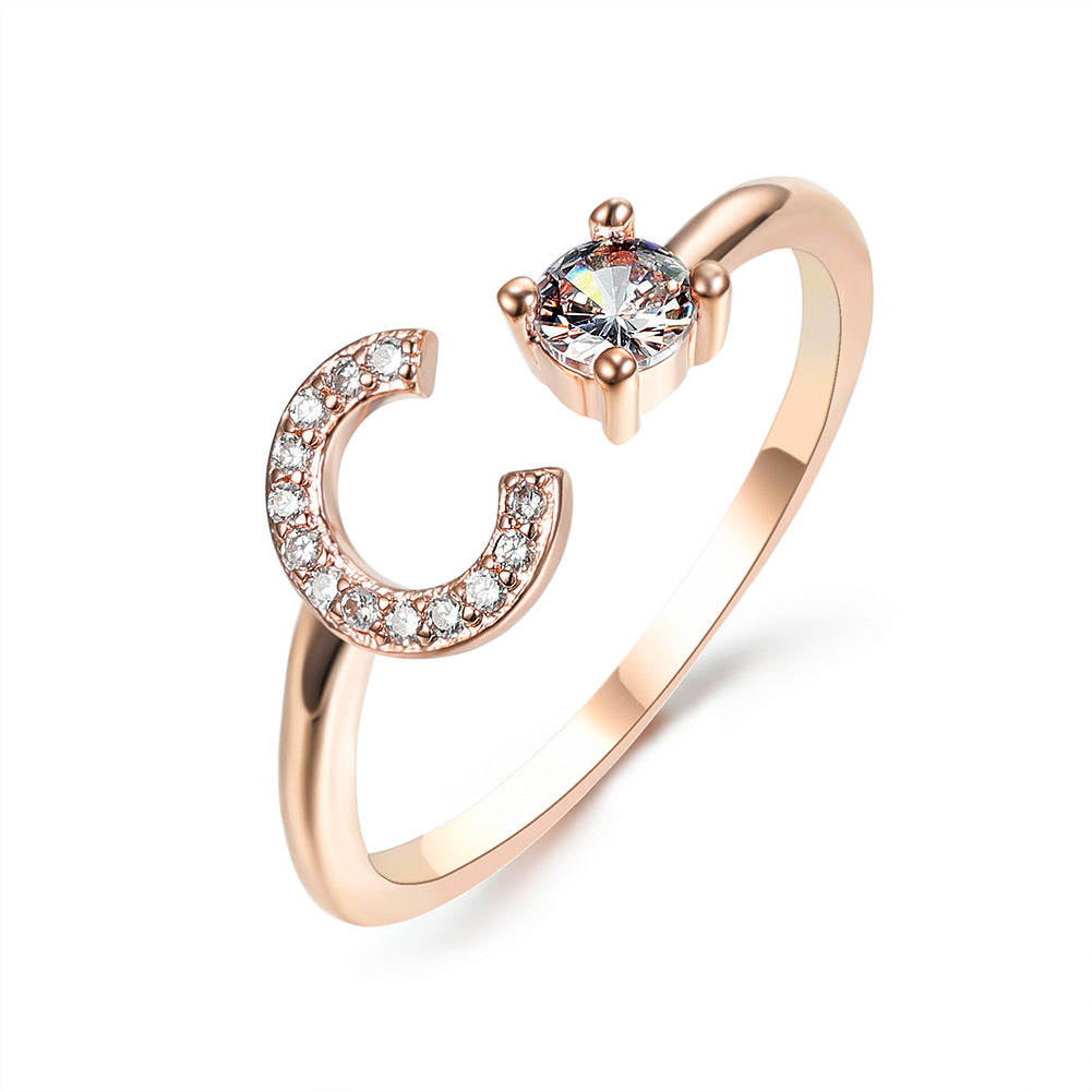 Personalized Adjustable Initial Letter Ring — A-Z Alphabet — PuraVeil