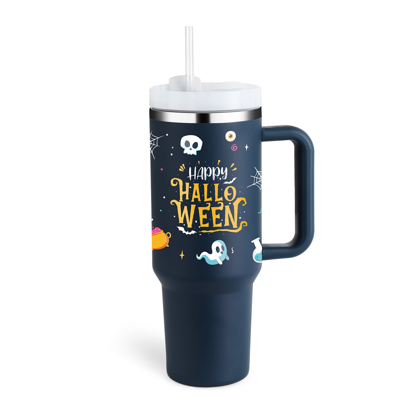 40 oz Insulated Tumbler with Handle & Straw — Vacuum Sealed