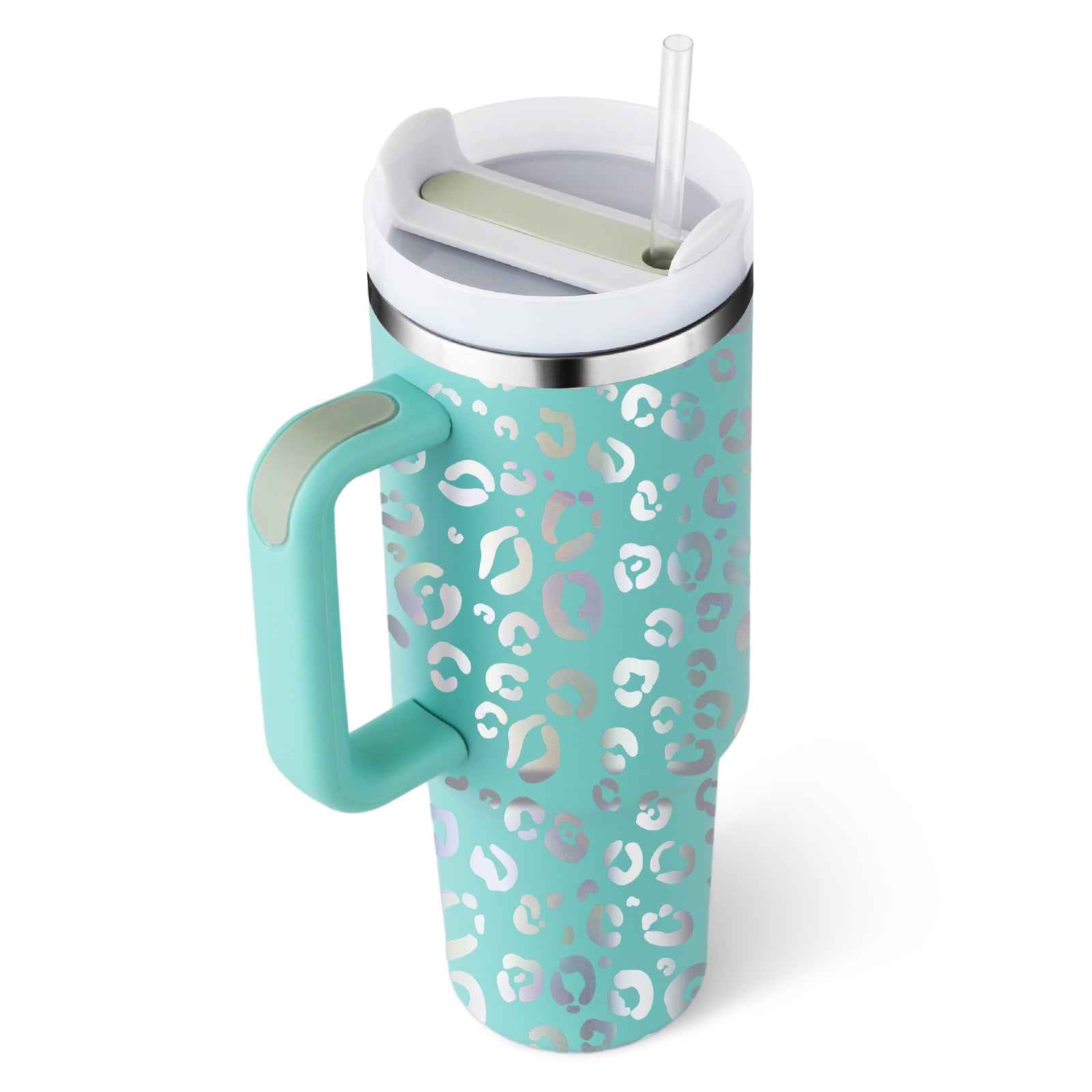 40 oz Insulated Tumbler with Handle & Straw — Vacuum Sealed