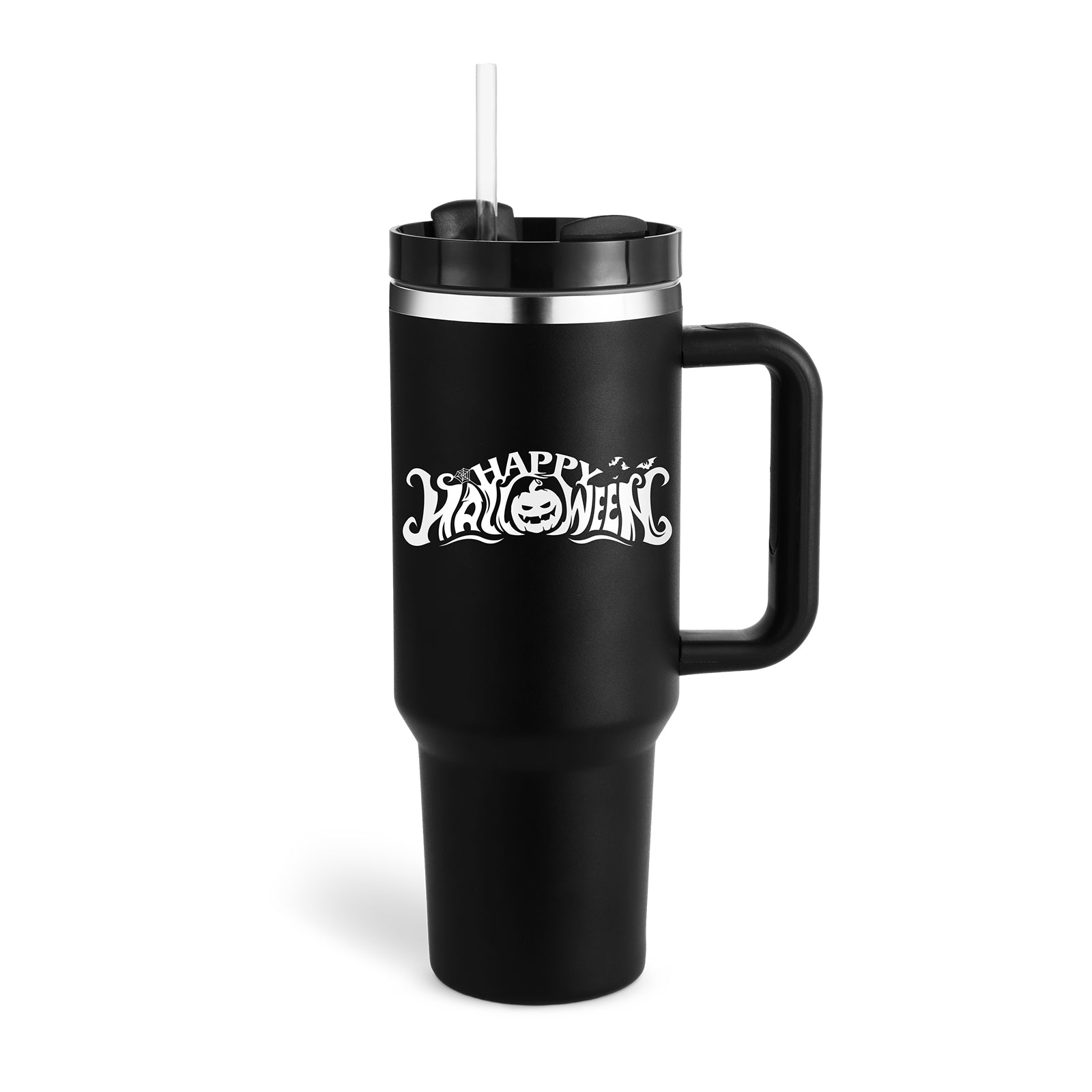 40 oz Insulated Tumbler with Handle & Straw — Vacuum Sealed